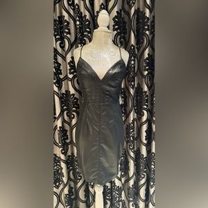 GUESS Adia Bustier Black Faux  Leather  Mini Bodycon Strap Dress Size 2